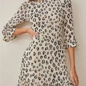 Reformation Leopard Print Mini Dress - Black and Cream